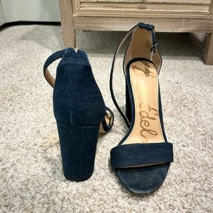 Sam Edelman Yaro / Daniella Denim Block Heel Sandal Navy Size 7